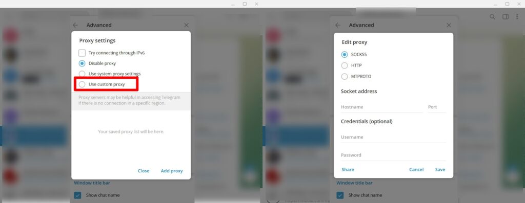 Sử dụng Proxy tích hợp trong Telegram